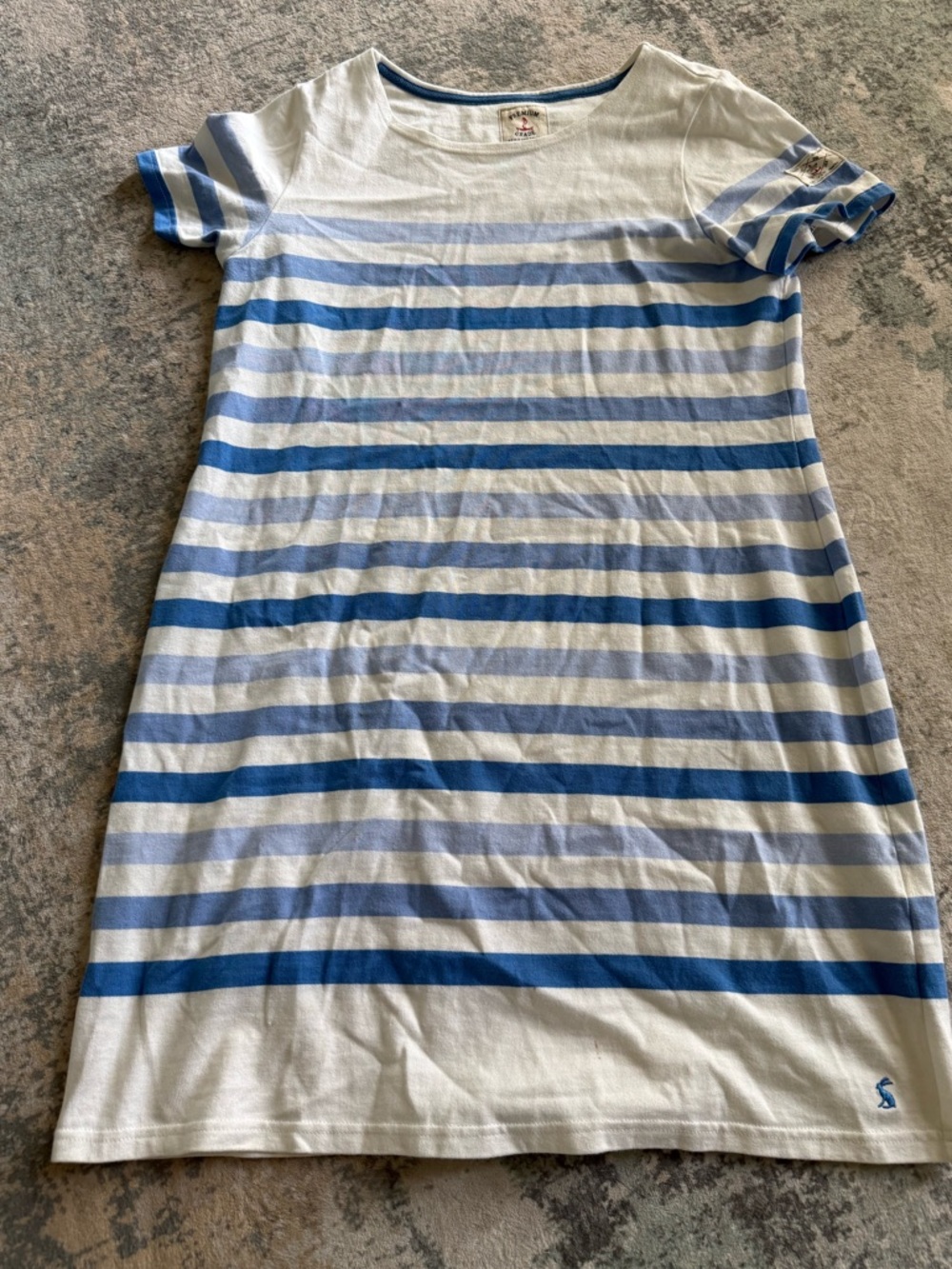 Joules Nautical Blue and White Striped Cotton T-Shirt Dress, Size 12